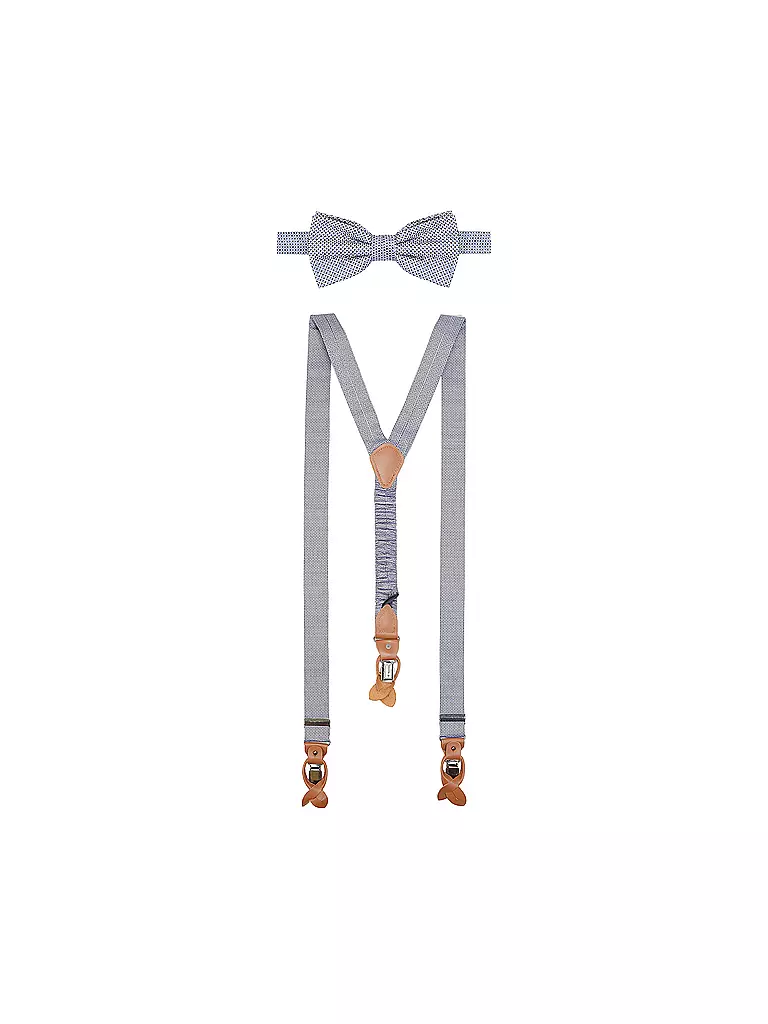 SEIDENFALTER | Set de tirantes con pajarita y clips de botón | Azul oscuro