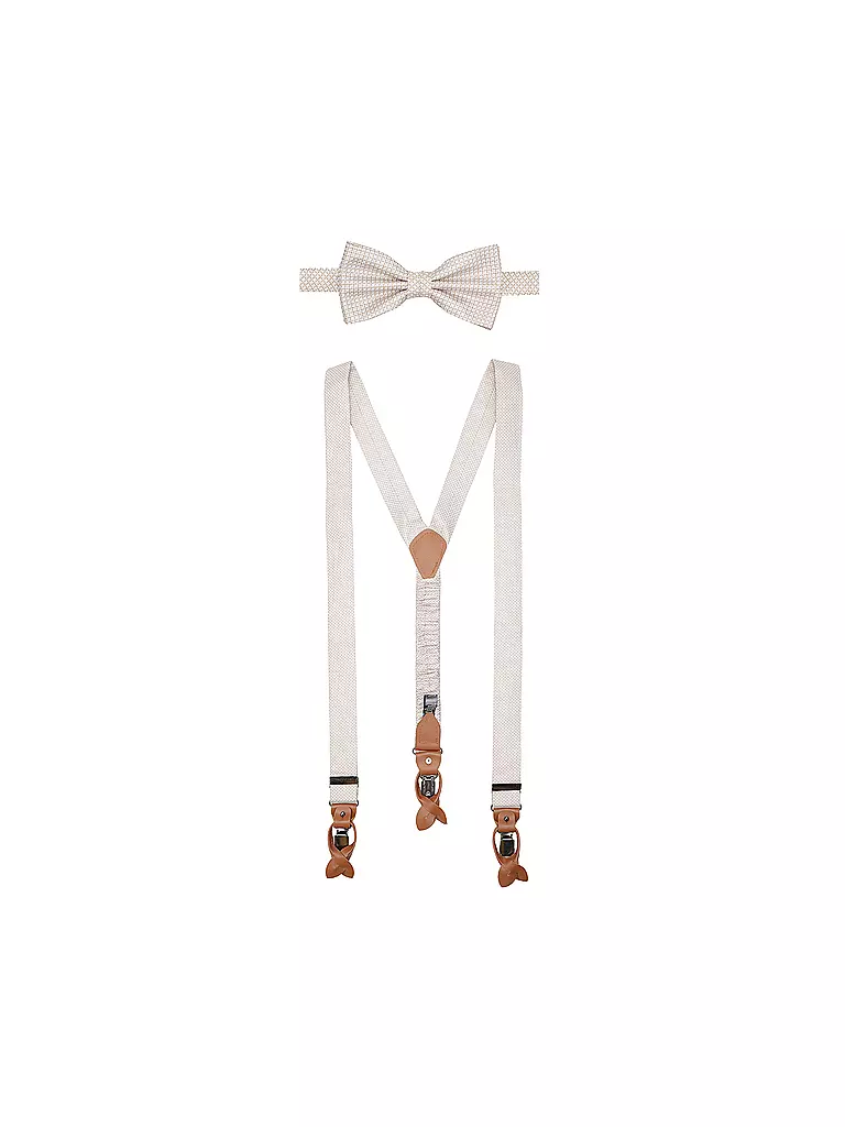 SEIDENFALTER | Set de tirantes con pajarita y clips de botón | Beige
