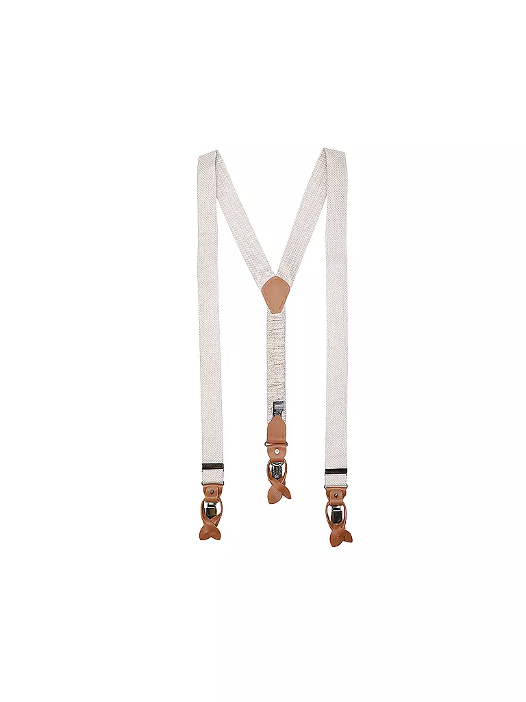 SEIDENFALTER | Set de tirantes con pajarita y clips de botón | Beige