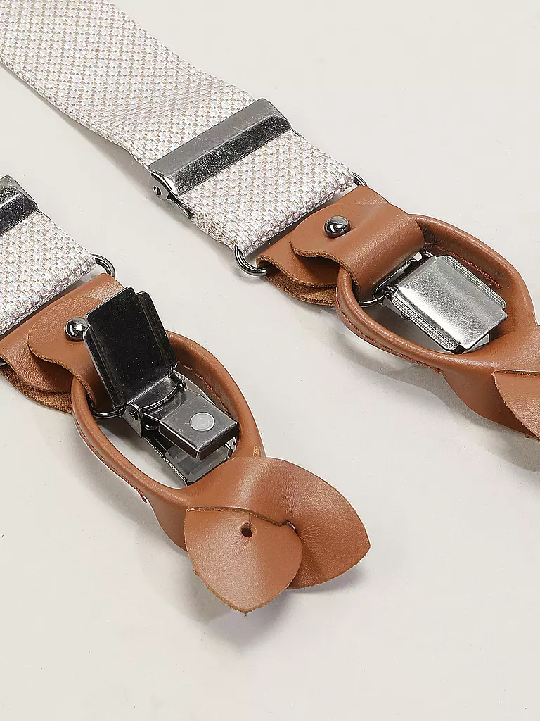 SEIDENFALTER | Set de tirantes con pajarita y clips de botón | Beige