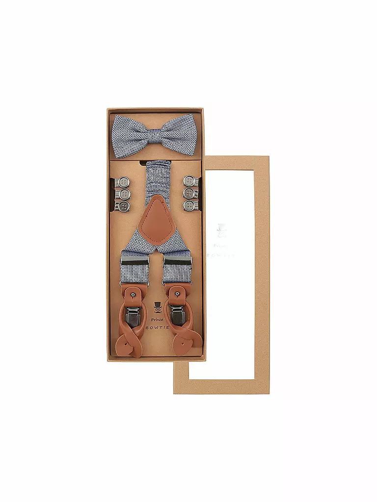 SEIDENFALTER | Set de tirantes con pajarita y clips de botón | Azul oscuro
