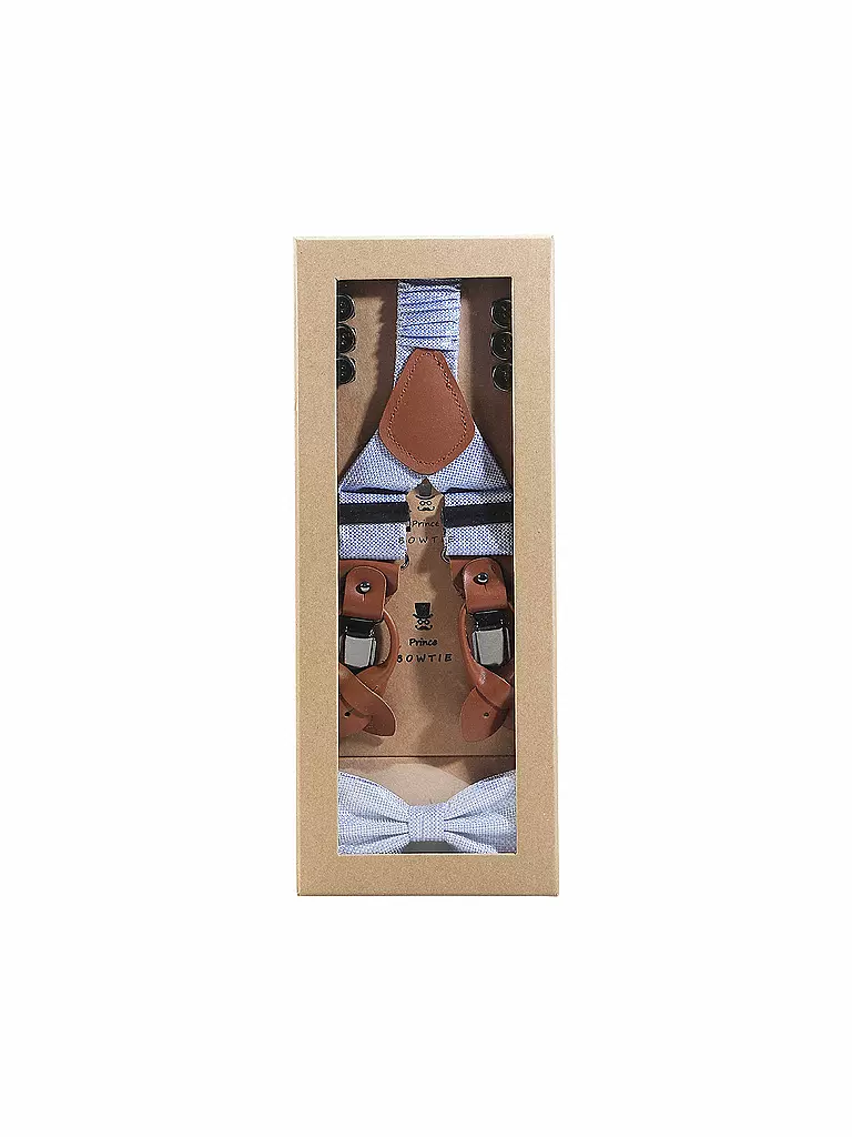 SEIDENFALTER | Set de tirantes con pajarita y clips de botón | Azul claro