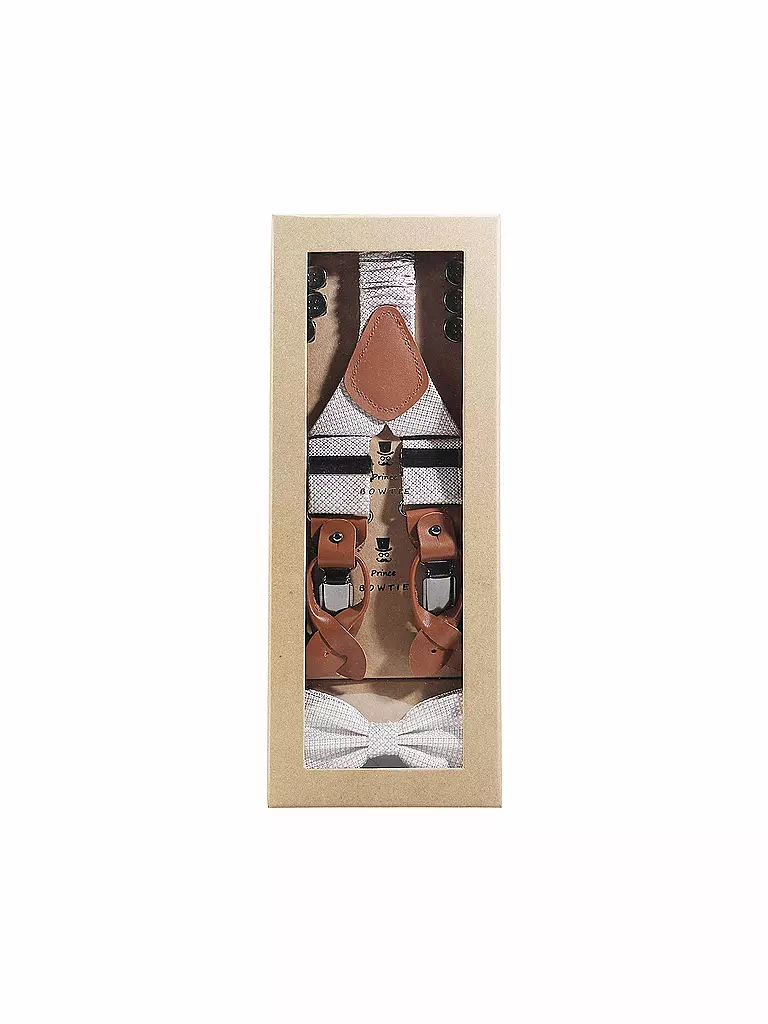 SEIDENFALTER | Set de tirantes con pajarita y clips de botón | Beige