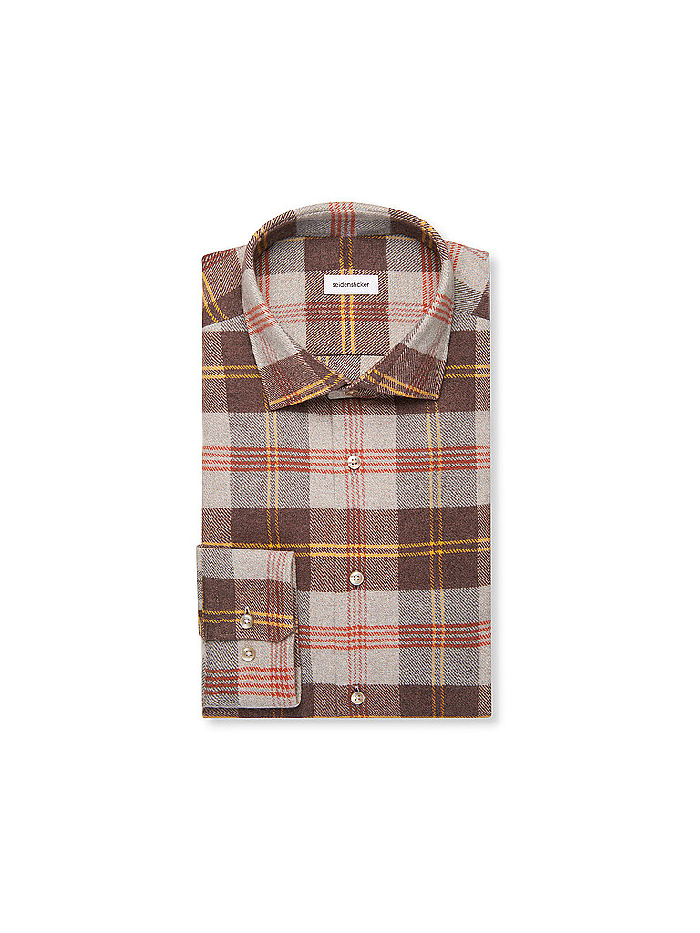 seidensticker Camisa de franela Regular Fit marrón