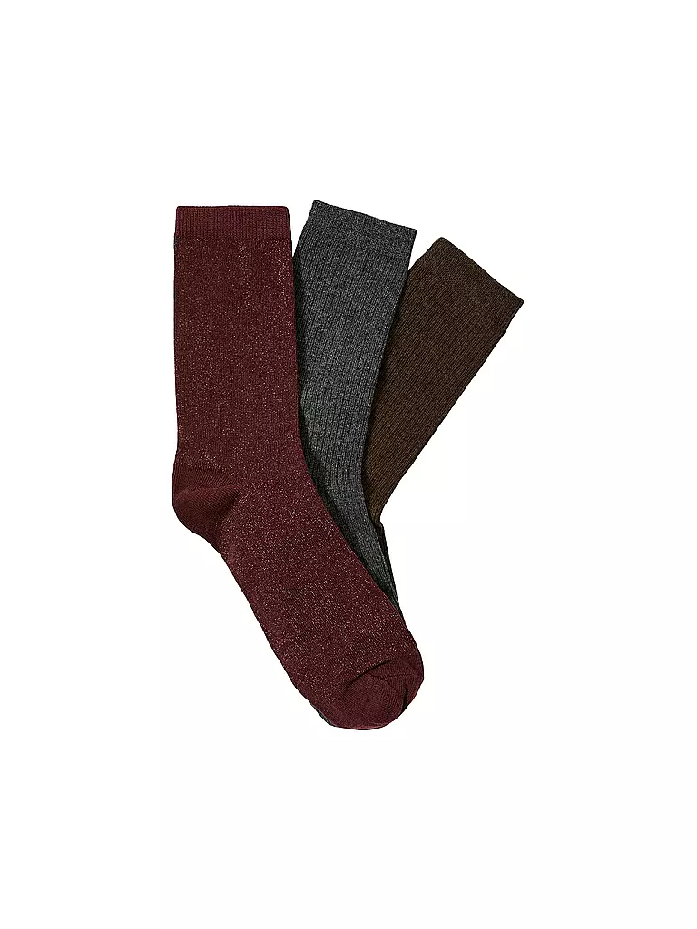 SELECTED FEMME | Calcetines SLFESTHER Paq. de 3 fig | Rojo oscuro