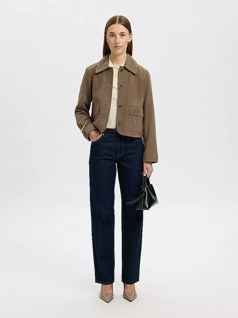SELECTED FEMME | Chaqueta de cuero SLFKAYA SUEDE | Marrón