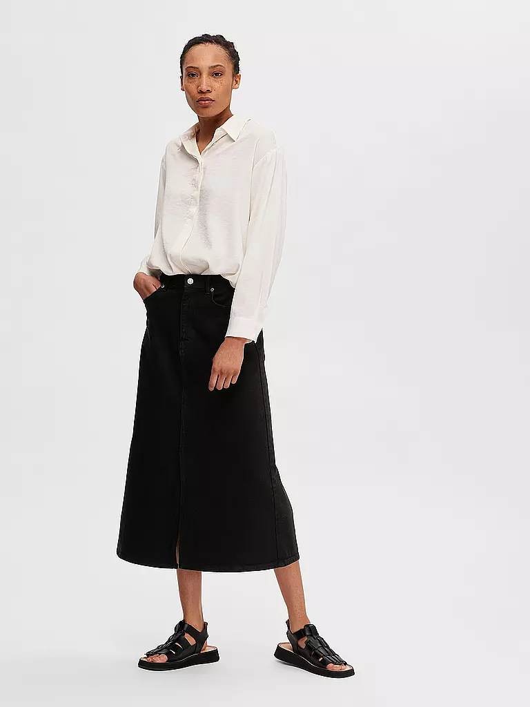 SELECTED FEMME | Falda vaquera de talle alto SLFKRISTA | Negro