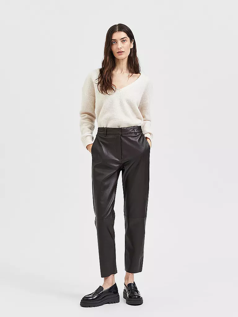SELECTED FEMME | Lederhose 7/8 SLFMARIE  | Marrón