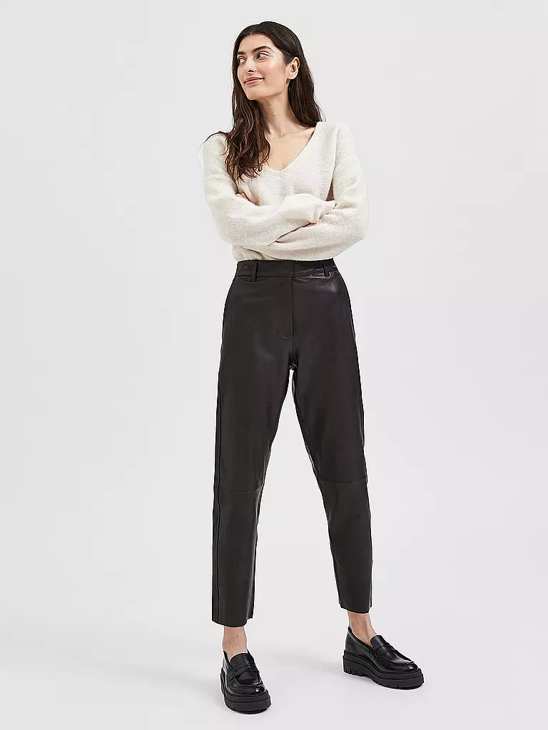 SELECTED FEMME | Lederhose 7/8 SLFMARIE  | Marrón