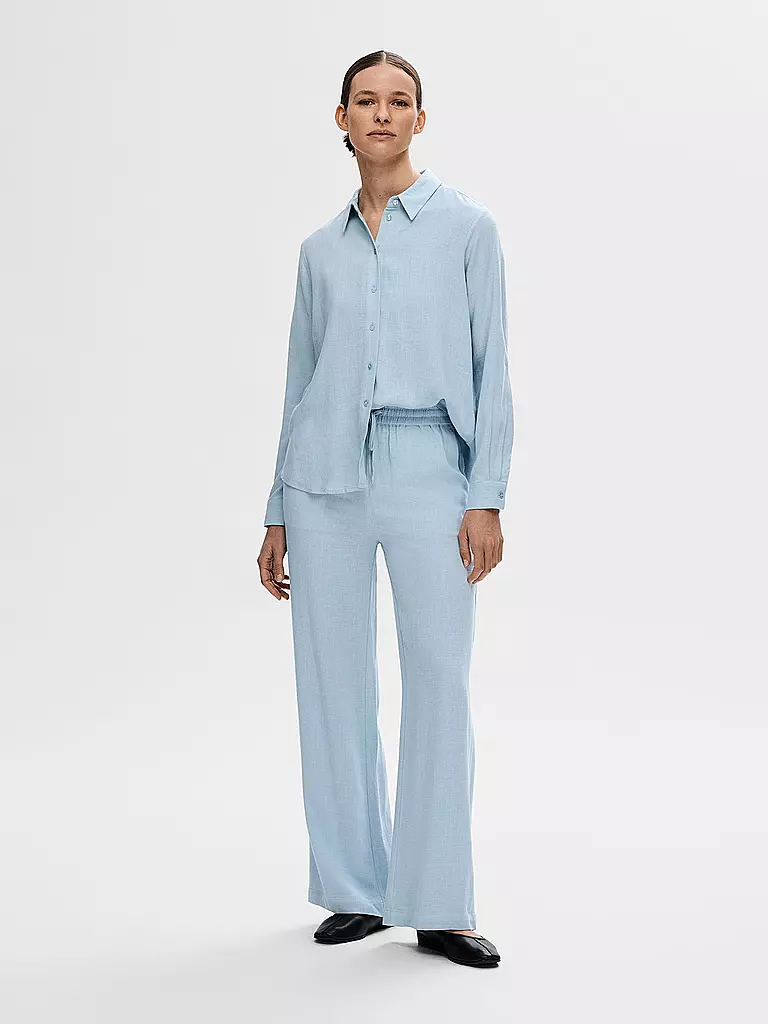 SELECTED FEMME | Pantalones de lino corte jogger SLFVIVA-GULIA | Azul claro