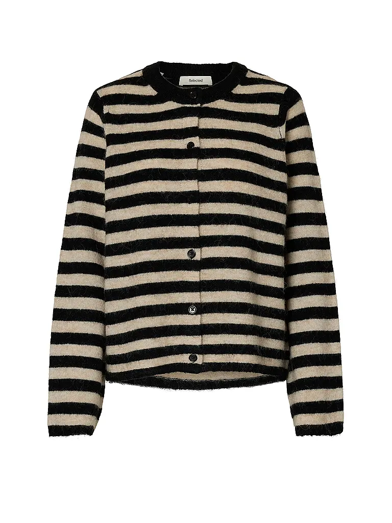 SELECTED FEMME | Produktname: Cárdigan SLFLULU
Marke: SELECTED FEMME
Farbe: negro
Kategorien: Moda, Mujer

Ärmellänge: Manga larga
Ausschnitt: Cuello redondo
Material: Lana, Punto
Musterung: Rayas
Passform (Oberbekleidung): Regular | Negro