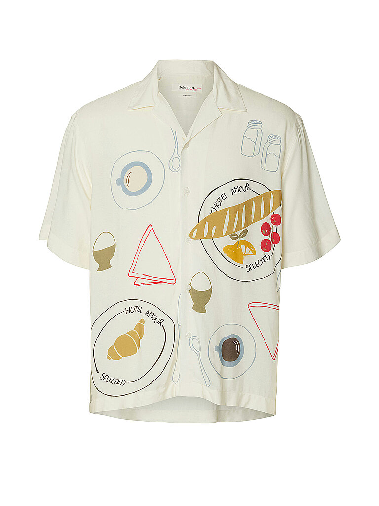 Selected Camisa SLHRLXHOTEL AMOUR PRINT crema