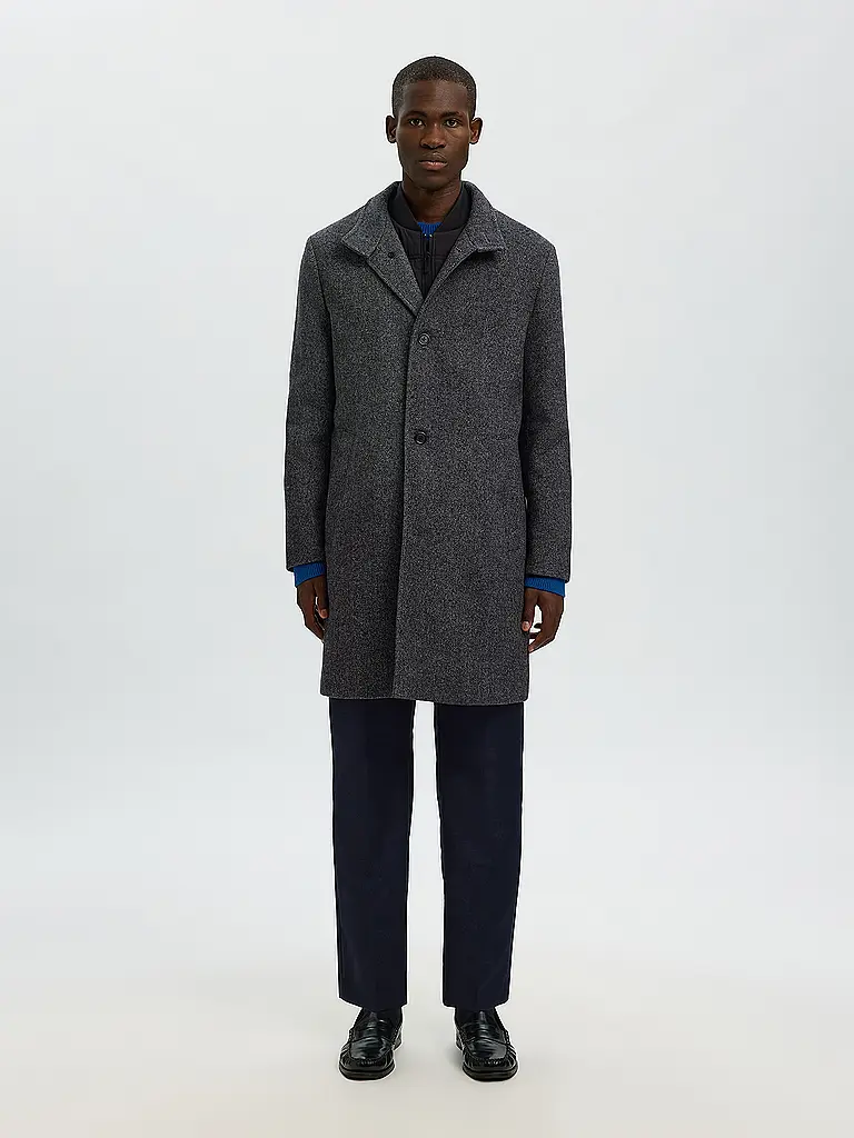 SELECTED | Abrigo de lana SLHRAINAR | schwarz