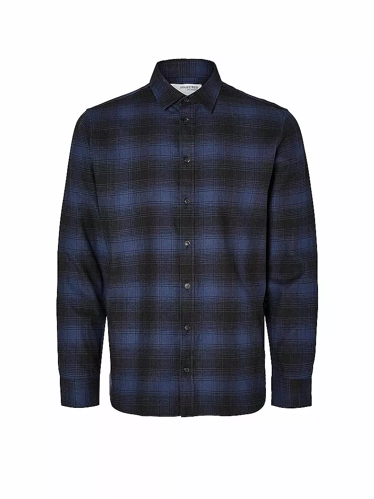 SELECTED | Flanellhemd Slim Fit SLHSLIMOWEN | Azul oscuro