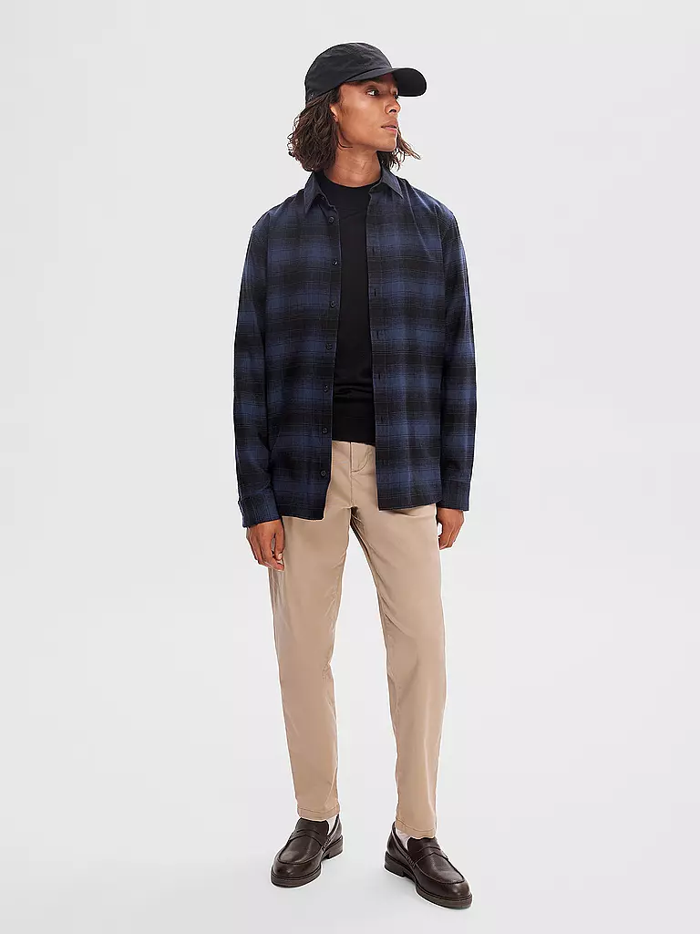 SELECTED | Flanellhemd Slim Fit SLHSLIMOWEN | Azul oscuro