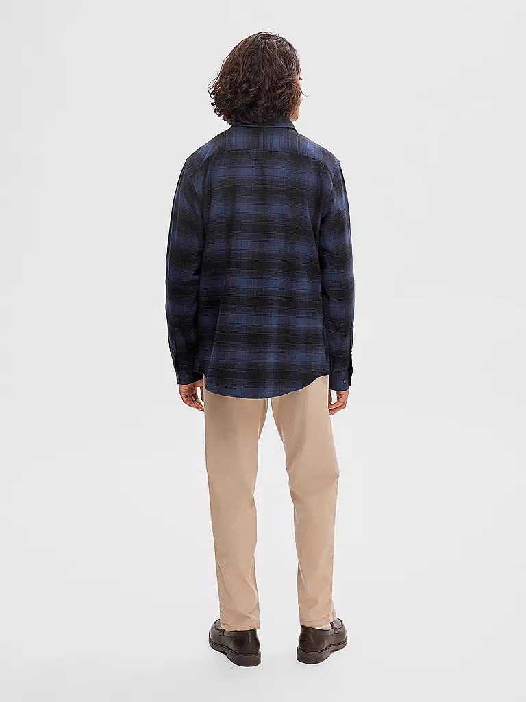 SELECTED | Flanellhemd Slim Fit SLHSLIMOWEN | Azul oscuro