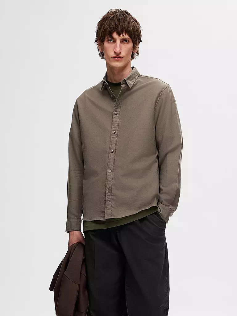 SELECTED | Flanellhemd Slim Fit SLHSLIMOWEN | Marrón claro
