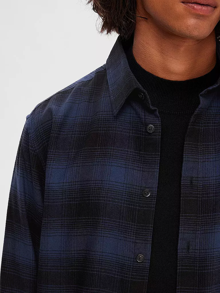 SELECTED | Flanellhemd Slim Fit SLHSLIMOWEN | Azul oscuro