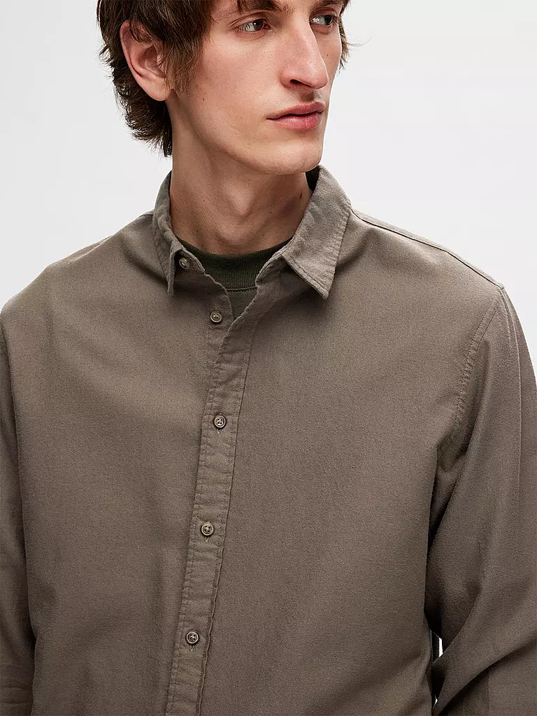 SELECTED | Flanellhemd Slim Fit SLHSLIMOWEN | Marrón claro