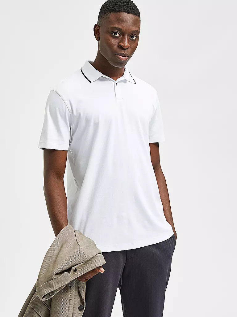 SELECTED | Poloshirt SLHLEROY COOLMAX | Blanco