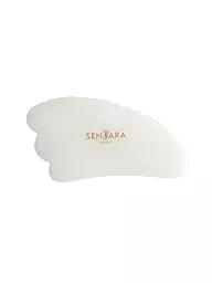 SENTARA | Piedra de masaje - Cuerno Gua Sha con dientes Jade blanco | Blanco