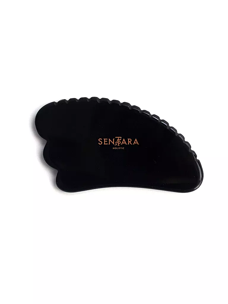 SENTARA | Piedra de masaje - Cuerno Gua Sha con dientes Negro | Negro
