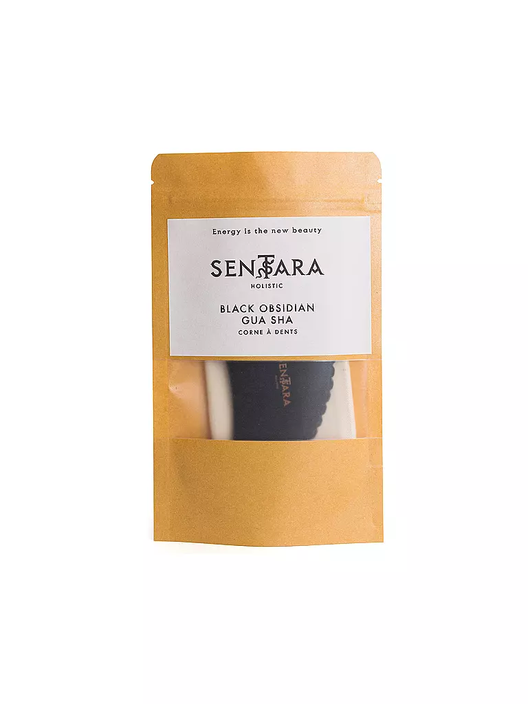 SENTARA | Piedra de masaje - Cuerno Gua Sha con dientes Negro | Negro