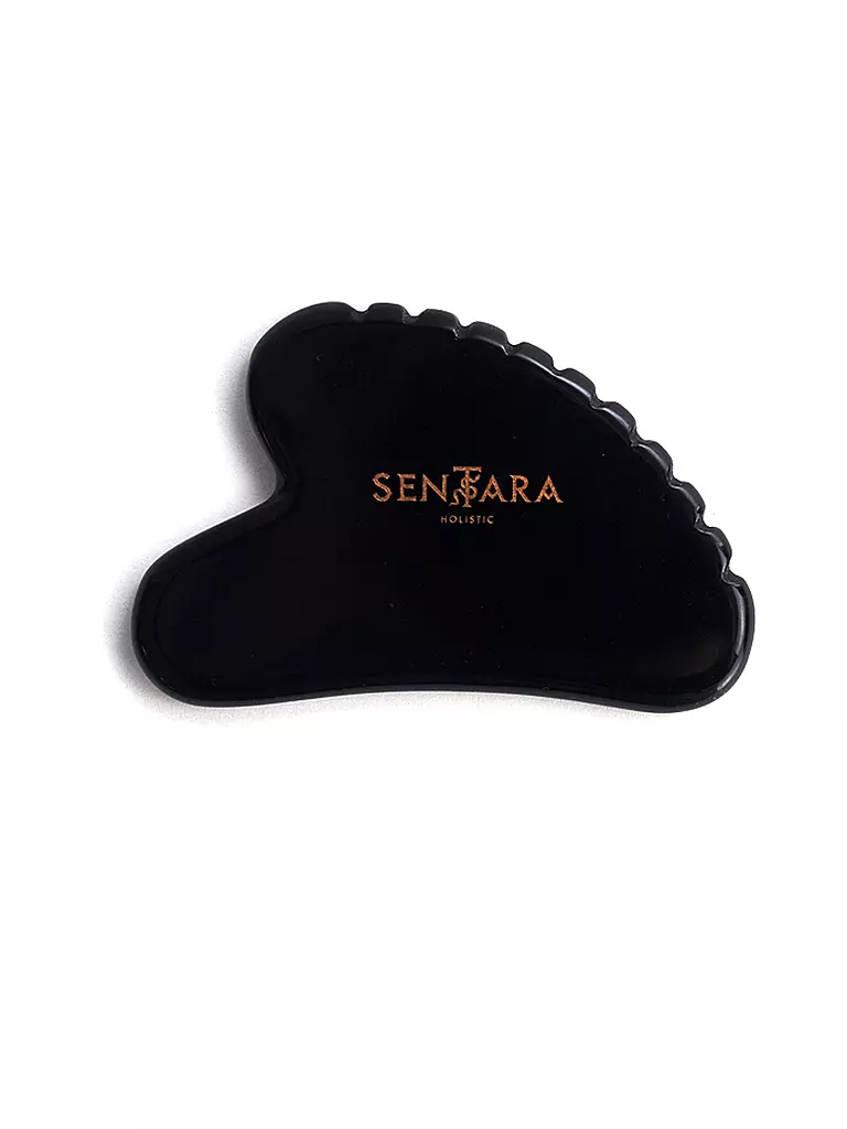 SENTARA | Piedra de masaje - Gua Sha Corazón con dientes Negro | Negro