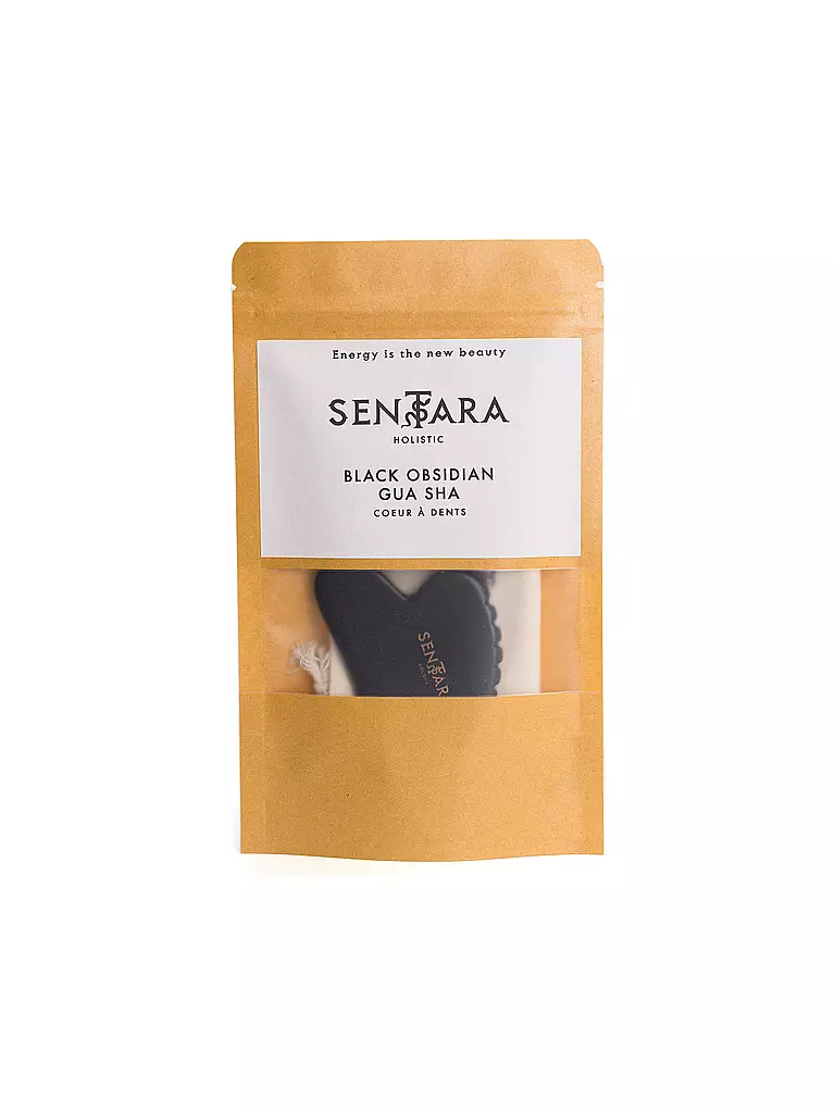 SENTARA | Piedra de masaje - Gua Sha Corazón con dientes Negro | Negro