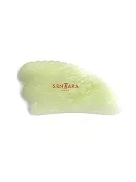 SENTARA | Piedra de masaje - Gua Sha cuerno con dientes Jade verde | Verde claro