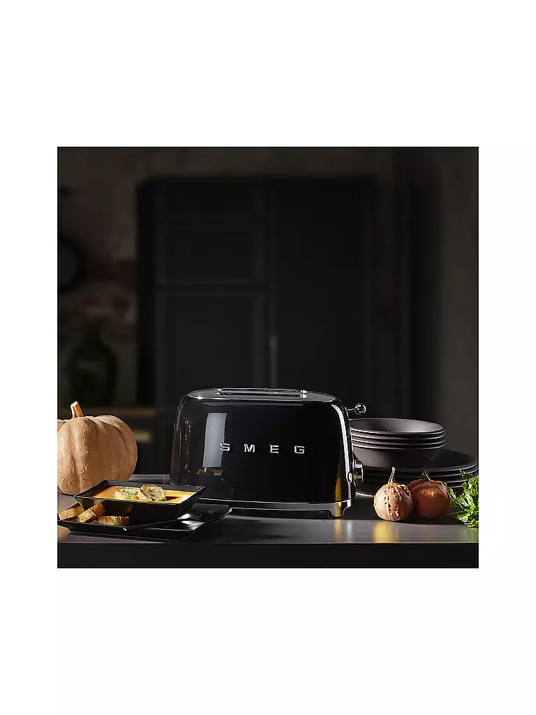 SMEG | Tostadora de 2 ranuras, estilo retro años 50, negra TSF01BLEU | 
