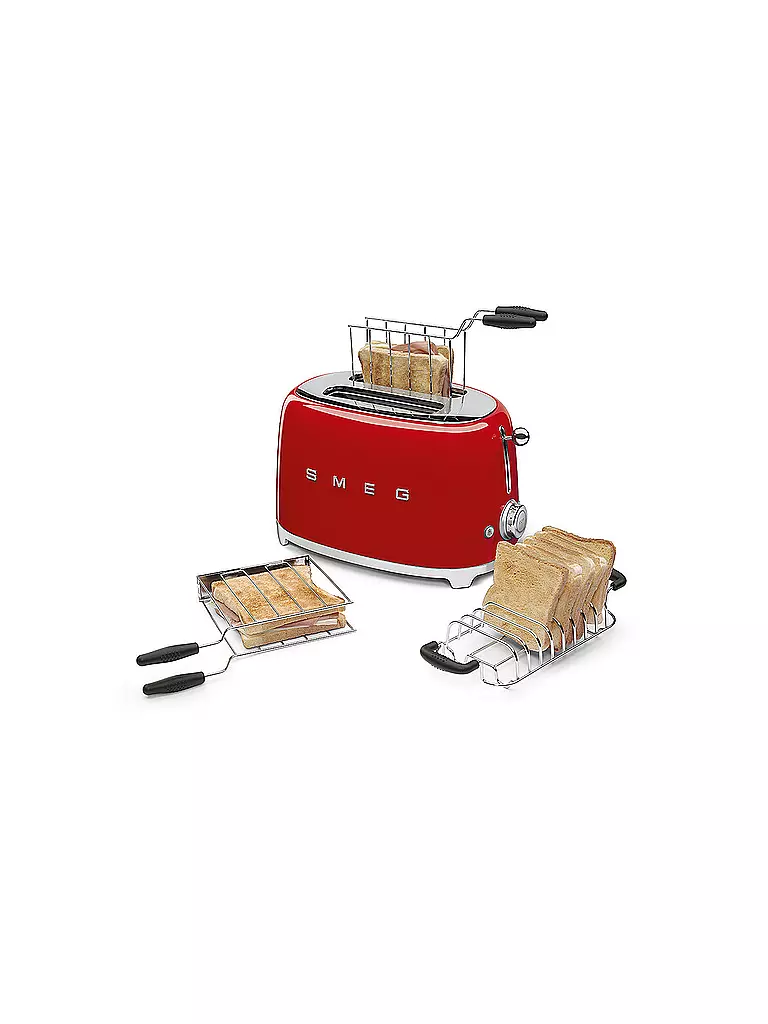 SMEG | Tostadora de 2 ranuras, estilo retro años 50, roja TSF01RDEU | 