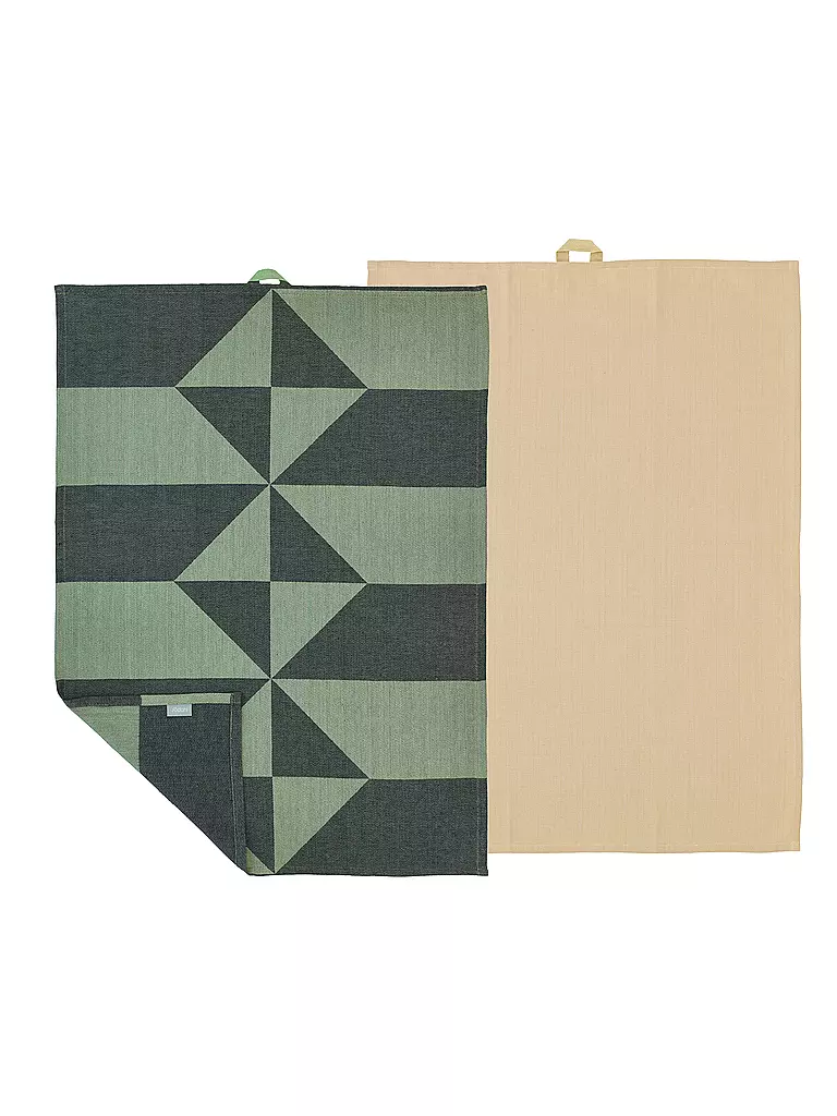 SOEDAHL | Set de paños de cocina 2 piezas 50x70cm TWIST Warm Taupe | Verde oscuro