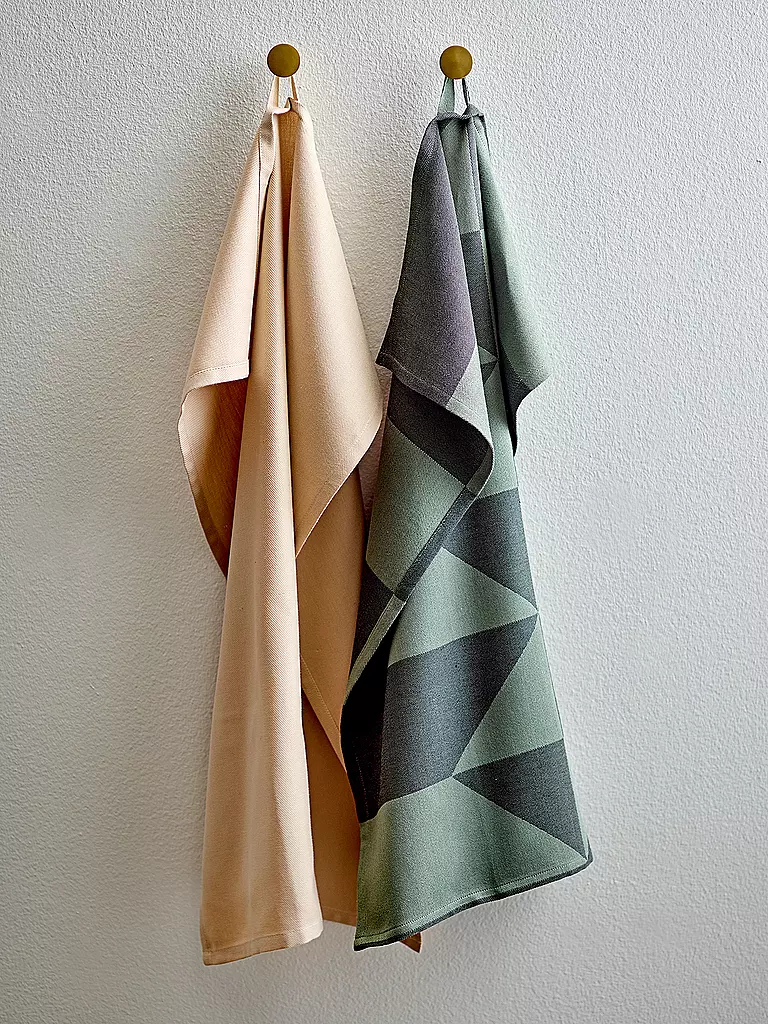 SOEDAHL | Set de paños de cocina 2 piezas 50x70cm TWIST Warm Taupe | Verde oscuro