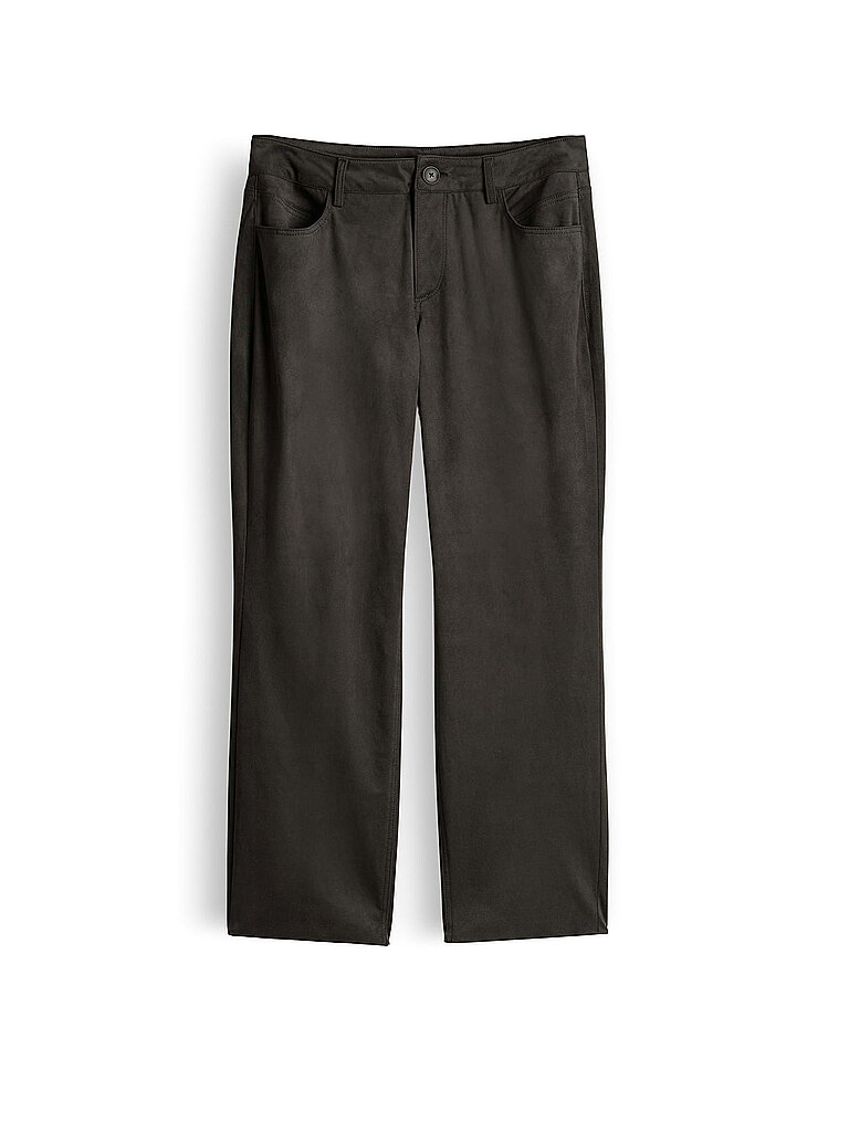 someday Pantalón efecto piel Straight Fit 7/8 CARILE VELOURS verde oscuro
