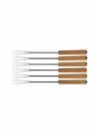 SPRING | Juego de 6 tenedores para fondue de queso CLASSIC, roble / multicolor