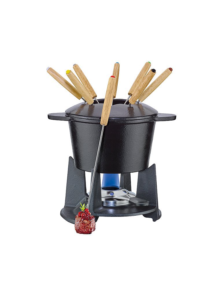 Spring Fondue de hierro fundido Grenoble (Negro Mate) negro
