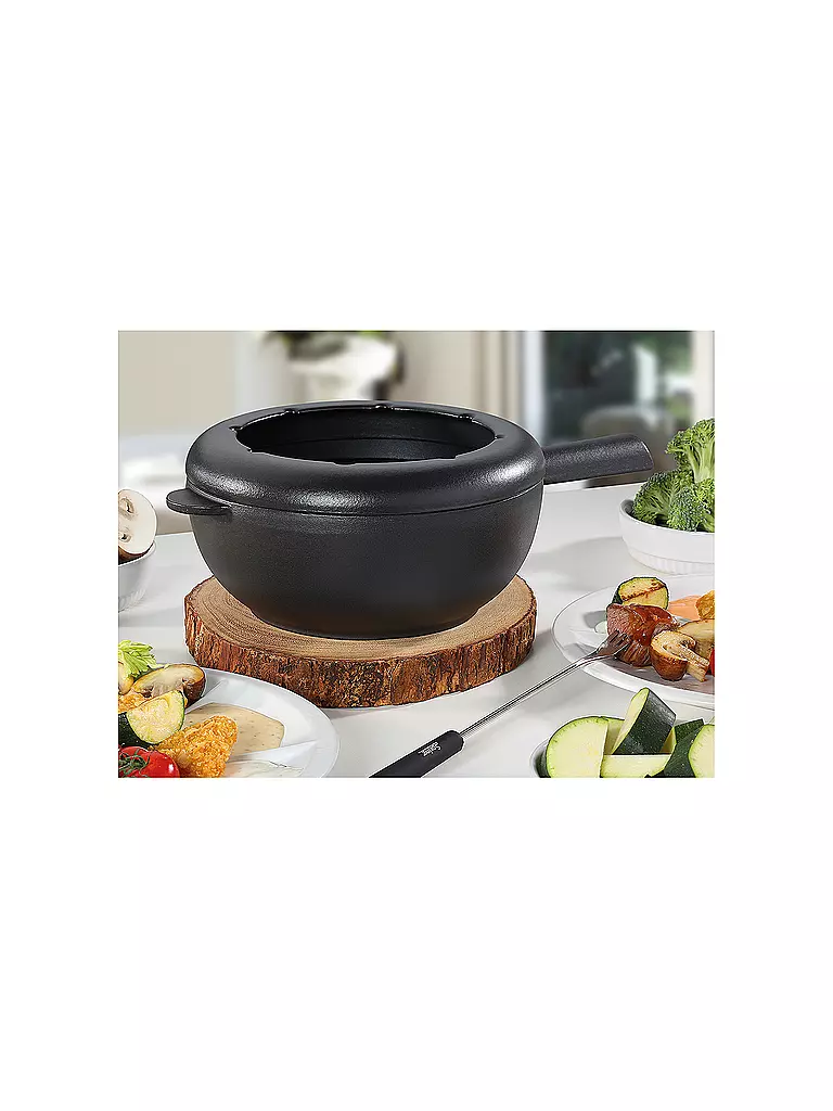 SPRING | Caquelón de fondue de hierro fundido 20 cm negro mate | Negro