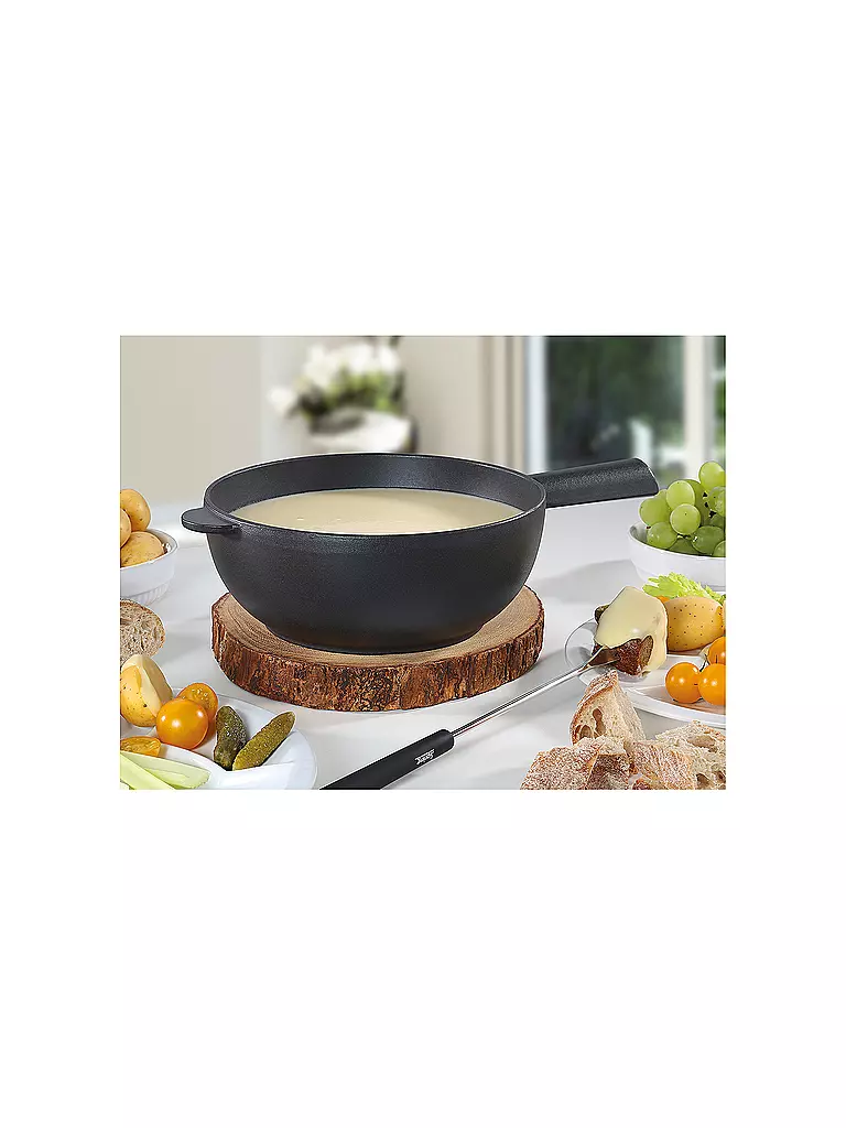 SPRING | Caquelón de fondue de hierro fundido 20 cm negro mate | Negro