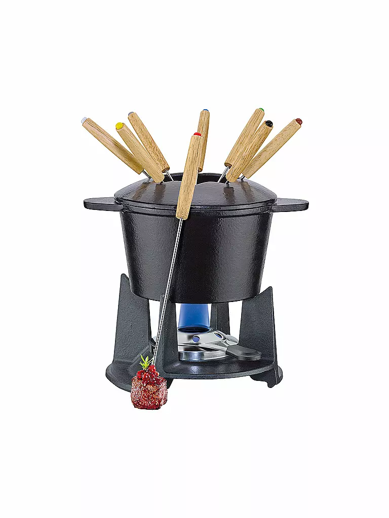 SPRING | Fondue de hierro fundido "Grenoble" (Negro Mate) | Plata