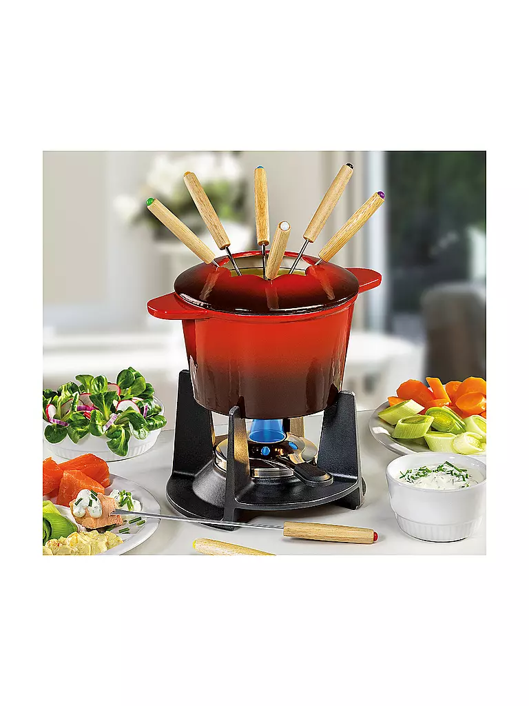 SPRING | Fondue de hierro fundido "Grenoble" (rojo) | Rojo