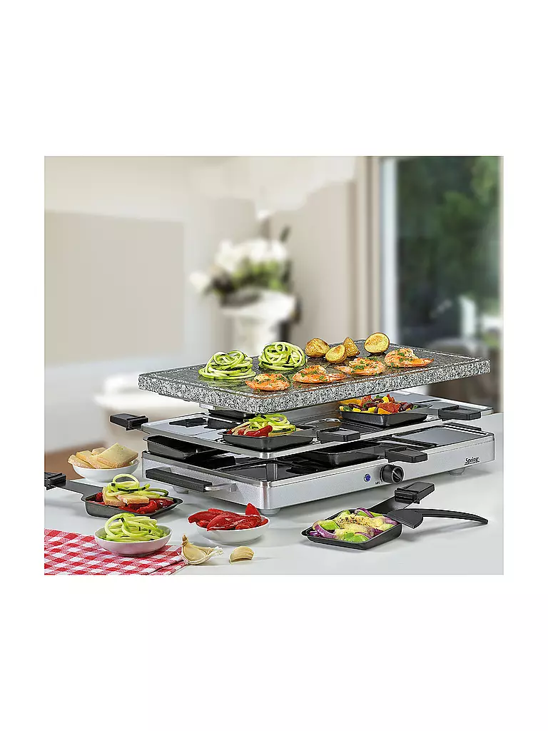 SPRING | Raclette8 con piedra de granito (acero inoxidable) | Plata