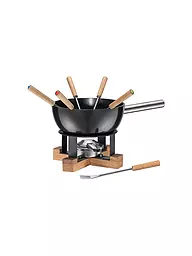SPRING | Set de fondue de queso Lausanne 23cm/2l Negro/Roble | Negro