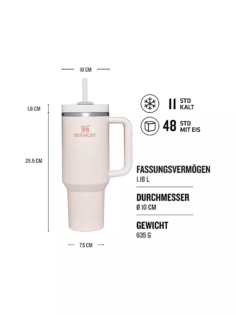 STANLEY | Botella aislante - Termo Quencher H2.0 FlowState™ Tumbler 1,2L Rose Quartz | 
