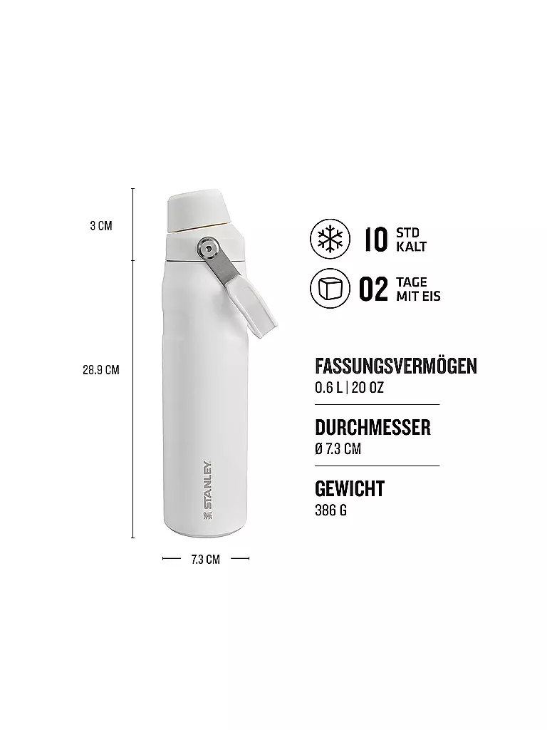 STANLEY | Isolierflasche - Thermosflasche ICEFLOW FAST FLOW BOTTLE 0,6l Frost | Blanco