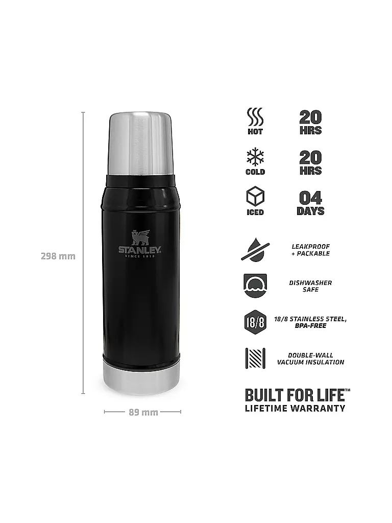 STANLEY | Termo - Botella térmica Classic 0,75l Negro | Negro