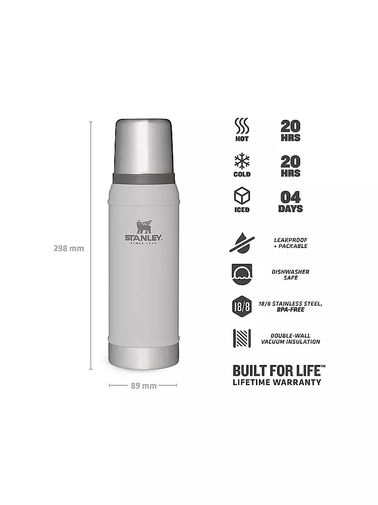 STANLEY | Termo - Botella térmica VACUUM BOTTLE ASH 0,75l | Gris
