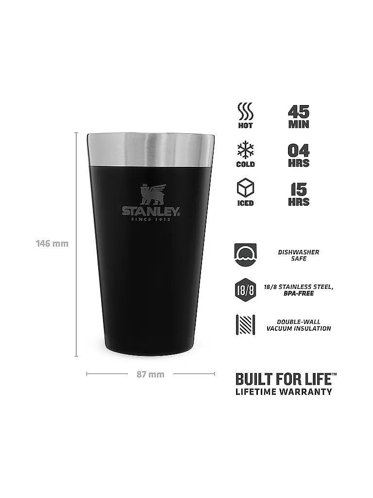 STANLEY | Vaso térmico Adventure Pint de 0,47 litros | Negro