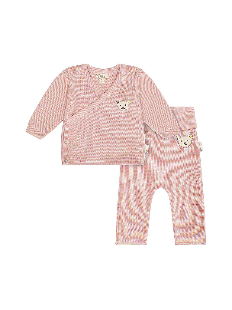 Steiff Conjunto de bebé de cárdigan y pantalón de punto de 2 piezas rosa
