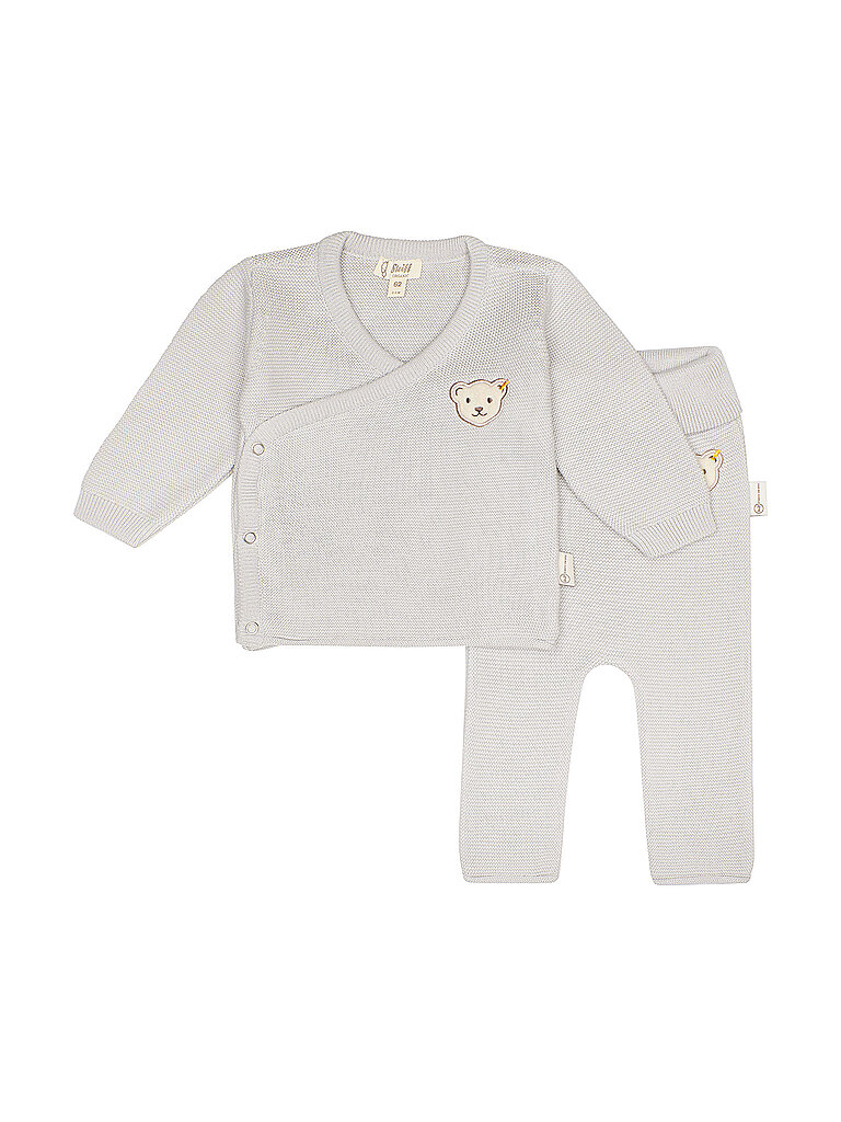 Steiff Conjunto de bebé de cárdigan y pantalón de punto de 2 piezas gris claro